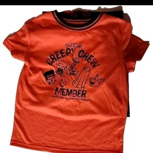 Kid's Creepy Crew Member Orange Short Sleeve Pajama T-Shirt Size is M(8)